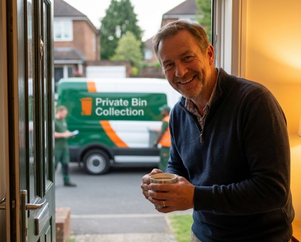 Satisfied private bin collection customer in Aldingbourne